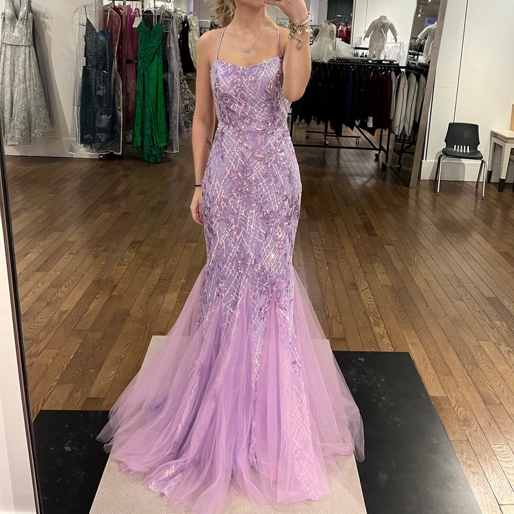 Beautiful light purple prom dress by Envious Couture! Only wore once!